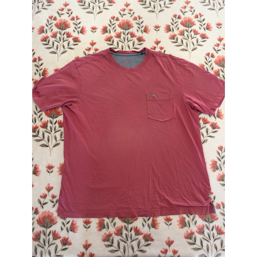 Tommy Bahama Mens Bali Skyline Supima Cotton Pocket T-Shirt Coral Pink L